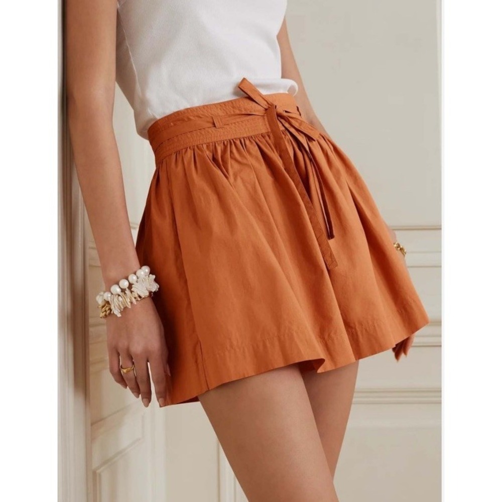 Ulla Johnson High Waisted Belted Paperbag Shorts Women's Size 2 Cotton Pockets